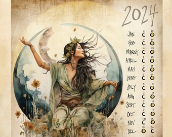 2024 Illustrated Lunar Calendar Poster