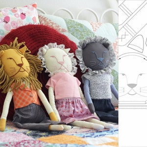 Lion Stuffed Animal Pattern & FIVE Clothing Patterns - Instant Download (Stuffed Animal / Soft Toy)