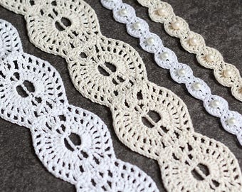 Two Crochet Patterns - Lace & Scalloped Crochet Headband - Instant Download