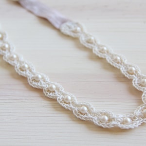 Patrón de crochet - Diadema de perlas y encaje - Descarga instantánea