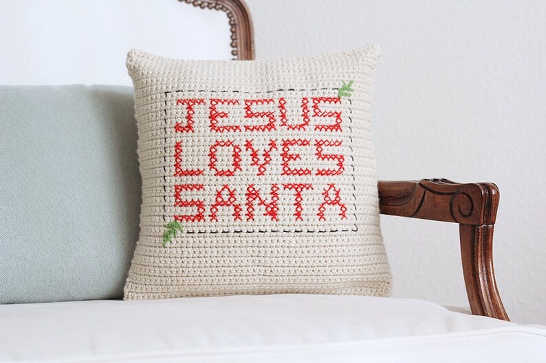 Crochet Pattern Jesus Loves Santa Pillow Instant Download Etsy