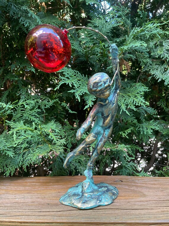 Vintage Child Holding Balloon Statue Etsy