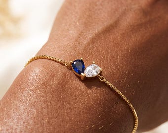 Custom Birthstone Heart Bracelet: Mother Daughter Jewelry, Personalized Birthstone Family Bracelet