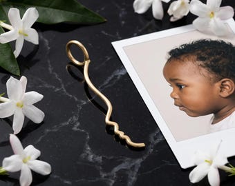14K Gold Personalized Photo Necklace: Baby Profile Necklace, Baby Silhouette Jewelry, Child Face Charm