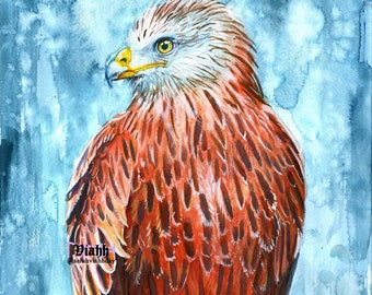 Top quality A5/A4 art print "Red kite in the winter sun" painting 310gsm