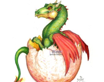 1 x blank baby dragon hatchling greetings card