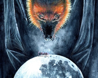 1x blank flying fox bat postcard "Nightpuppy"