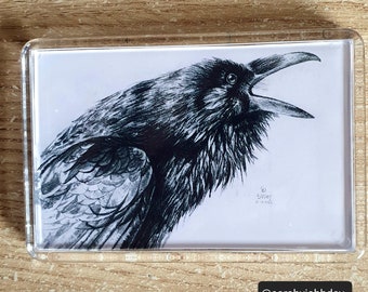 Charcoal raven black crow fridge magnet