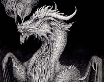 Top quality A5/A4 art print "grinning dragon" drawing 310gsm