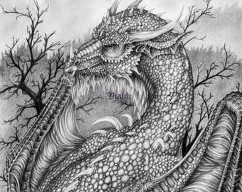 Top quality A5 art print untitled dragon drawing 310gsm