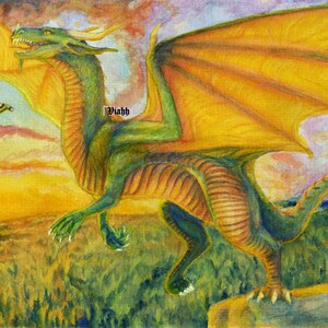1 x carte de voeux vierge « Optimisme » avec un dragon