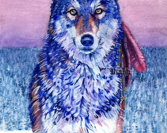 1x blank wolf postcard "Kaamos Wanderer"