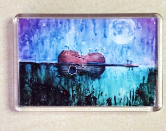 Skull cello fridge magnet