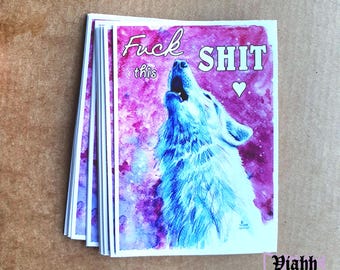 1 x swearing wolf vinyl sticker f this s