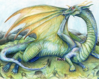 1x blank dragon postcard "Draw me like one of your French dragons"