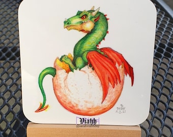 Baby dragon coaster art print for drinks