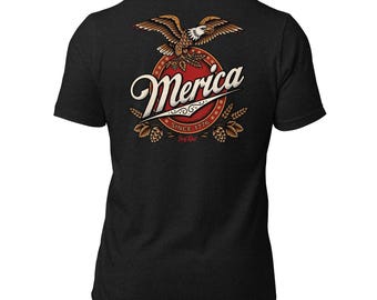 MERICA – Bierparodie – Sportliches T-Shirt