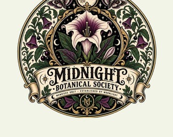 Gothic Botanical T-Shirt: Midnight Botanical Society, Moon and Moth Art