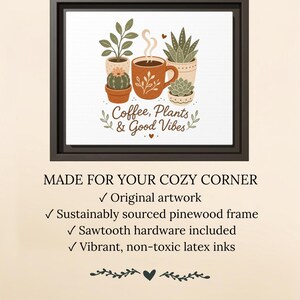 Framed Coffee Plant Canvas: Colorful Botanical Wall Art for Coffee Bar or Kitchen image 6