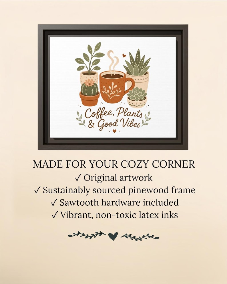 Framed Coffee Plant Canvas: Colorful Botanical Wall Art for Coffee Bar or Kitchen image 6