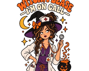 Witch Nurse Halloween Shirt Design, Spooky Medical Staff PNG (Digital Download)