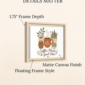 Framed Coffee Plant Canvas: Colorful Botanical Wall Art for Coffee Bar or Kitchen image 8