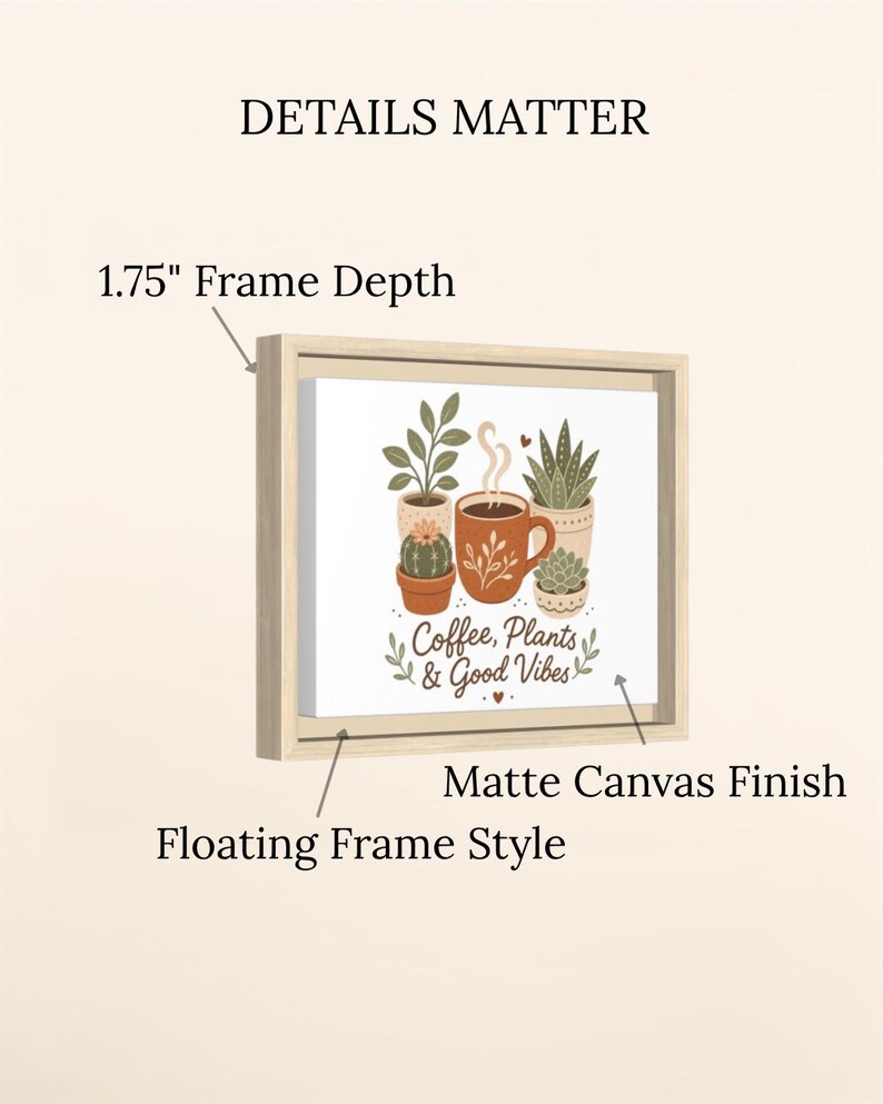 Framed Coffee Plant Canvas: Colorful Botanical Wall Art for Coffee Bar or Kitchen image 8