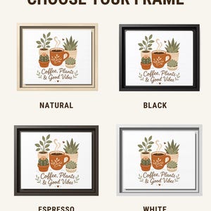 Framed Coffee Plant Canvas: Colorful Botanical Wall Art for Coffee Bar or Kitchen image 3