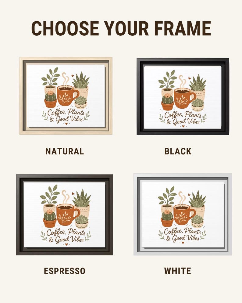 Framed Coffee Plant Canvas: Colorful Botanical Wall Art for Coffee Bar or Kitchen image 3