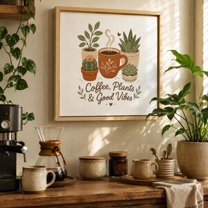 Framed Coffee Plant Canvas: Colorful Botanical Wall Art for Coffee Bar or Kitchen image 10