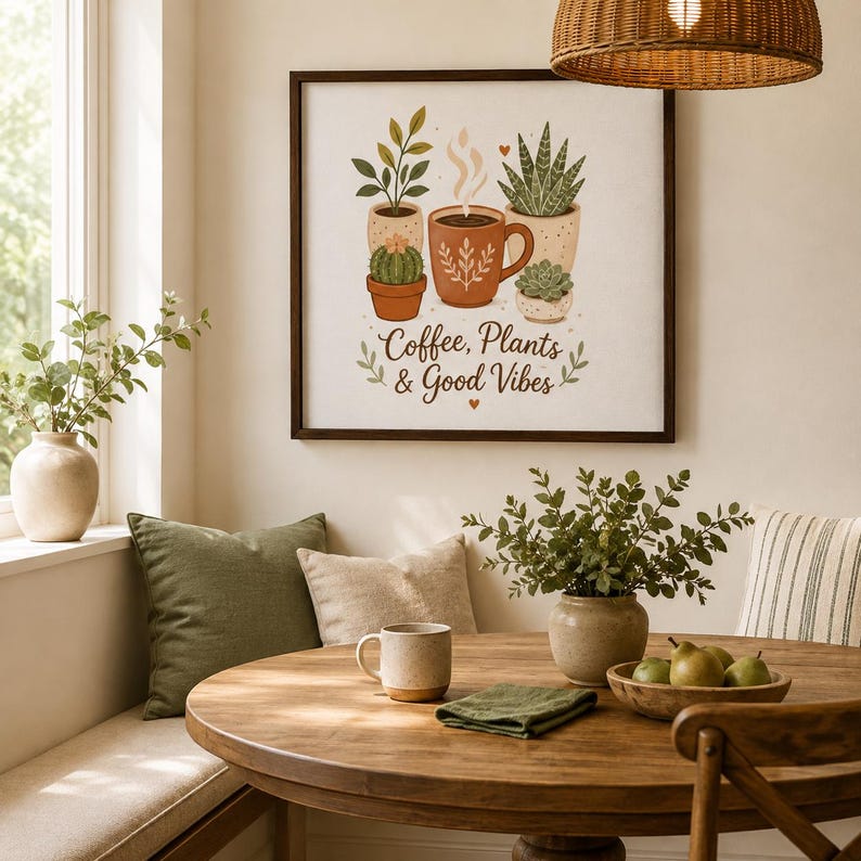 Framed Coffee Plant Canvas: Colorful Botanical Wall Art for Coffee Bar or Kitchen image 5