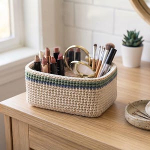 Crochet Rectangular Basket Pattern | PDF Digital Download | Rope Storage Basket Home Decor Tutorial