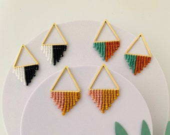 Handmade Seed Bead Earrings by Modish / Beaded Triangle Post / Modern / Boho