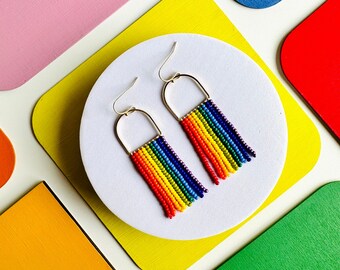 Handmade Seed Bead Earrings by Modish / Rainbow / Colorful