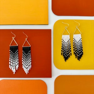 Handmade Seed Bead Earrings by Modish / Modern / Black and White