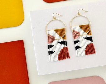 Handmade Seed Bead Earrings by Modish / Non-objective Shapes / Fun Statement Piece