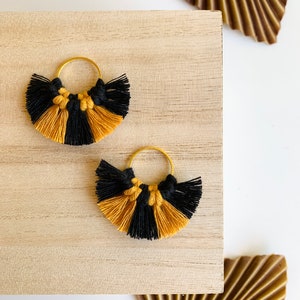 Handmade Macramé Earrings by Modish / Black and Gold