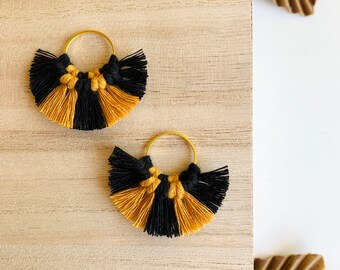 Handmade Macramé Earrings by Modish / Black and Gold