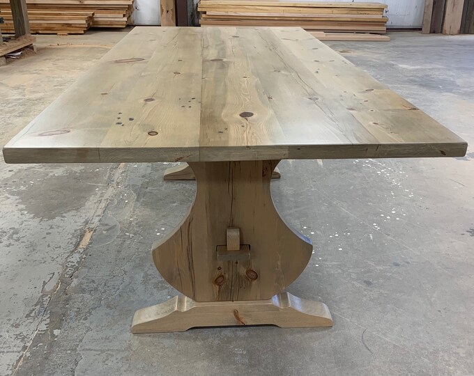 Reclaimed Pine Trestle Table Etsy
