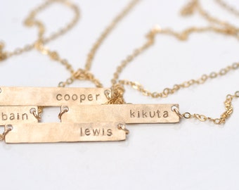 Personalized Bar Necklace << >> Rose Gold, Sterling Silver, or Yellow Gold.