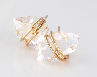 Herkimer Diamant Ohrstecker - 14k Gold fill, Sterling Silber oder Rose