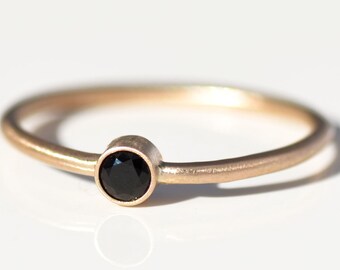 14k Gold Black Diamond Ring