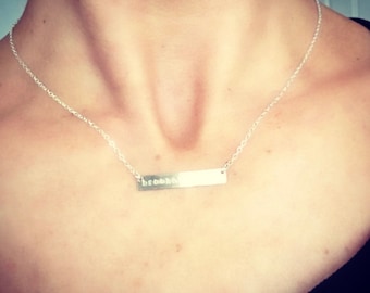 Sterling Silver Personalized Bar Necklace <<>> Custom Name Necklace <<>> Matte or Shiny Finish