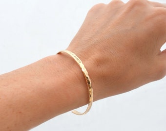 Hammered Cuff Bangles <<>> Personalized Bracelet <<>> Gold, Rose, or Silver <<>> Single or as a Set