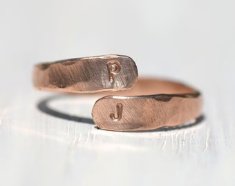 Initial Ring // Two Initials Ring // Gold, Rose, or Silver Cuff Ring