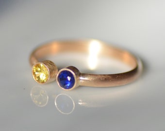 Mothers Ring - 14k Gold Dual Birthstone Ring