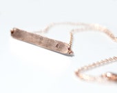Textured Hammered Bar Necklace <<>> Initials, Name, Personalized <<>> Rose Gold, Sterling Silver, or Yellow Gold