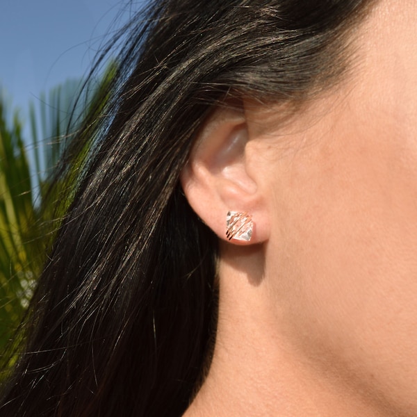 Pendientes grandes de diamantes Herkimer en oro rosa, plata de ley o chapado en oro.