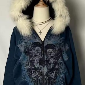 Y2k Fur Hood Jacket - Etsy