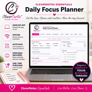 Digital Daily Focus Planner | Interactive Offline HTML Productivity Planner